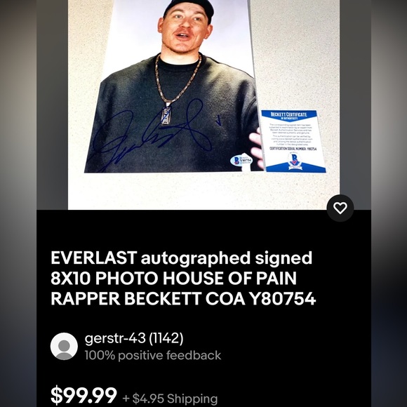 EVERLAST Autographed picture & All Access Pass‼️VERIFIED‼️PRISTINE CONDITION‼️ - Picture 4 of 8
